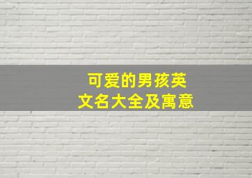 可爱的男孩英文名大全及寓意,可爱的男孩英文名大全及寓意名字