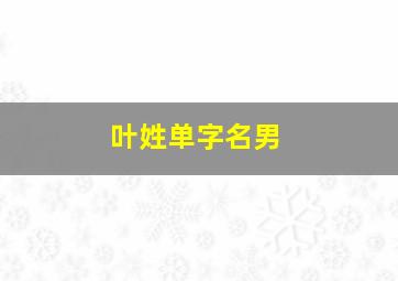 叶姓单字名男,叶姓单名一个字霸气