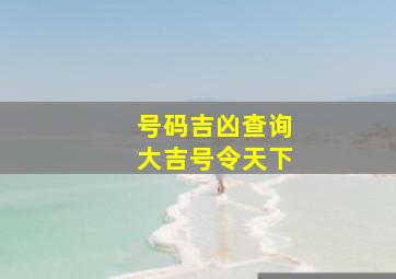 号码吉凶查询大吉号令天下,老黄历号码吉凶查询