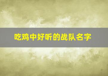 吃鸡中好听的战队名字,吃鸡好听的战队名称