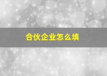 合伙企业怎么填,合伙企业怎么申报