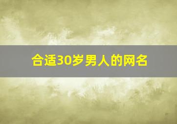 合适30岁男人的网名,最适合30岁的男人的网名大全