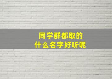 同学群都取的什么名字好听呢,同学群应该起什么名字