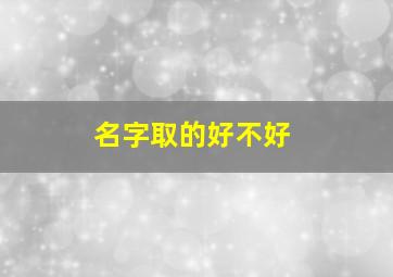 名字取的好不好,名字取名好吗