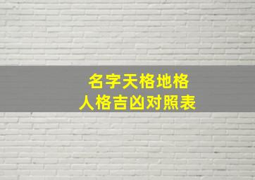 名字天格地格人格吉凶对照表,名字天格地格人格怎么算起