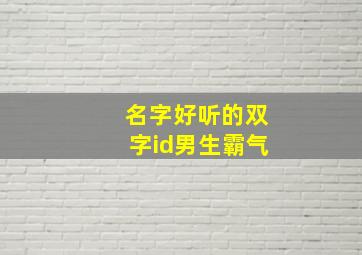 名字好听的双字id男生霸气