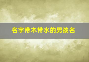 名字带木带水的男孩名,带木带水的男孩名字推荐