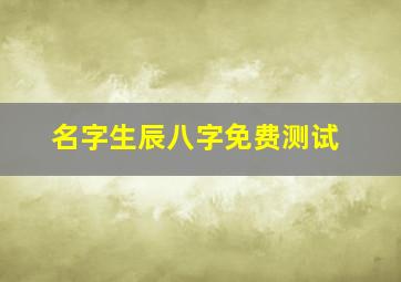 名字生辰八字免费测试