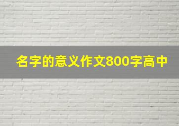 名字的意义作文800字高中