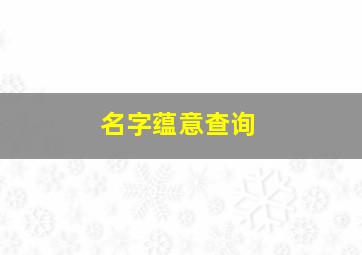 名字蕴意查询,谐音寓意名字