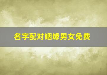 名字配对姻缘男女免费