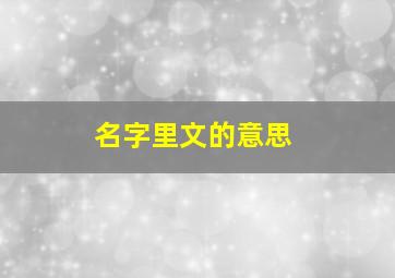 名字里文的意思,文在名字里的含义