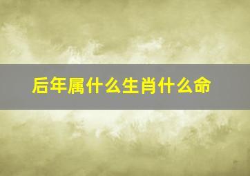 后年属什么生肖什么命,后年什么属性