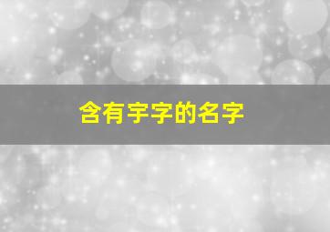 含有宇字的名字