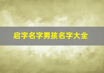 启字名字男孩名字大全,启字名字男孩名字大全