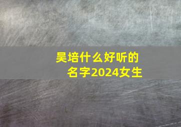 吴培什么好听的名字2024女生,吴培睿的名字