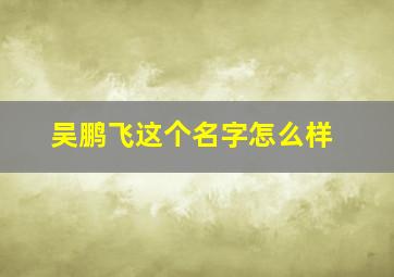 吴鹏飞这个名字怎么样,吴鹏飞艺术签名