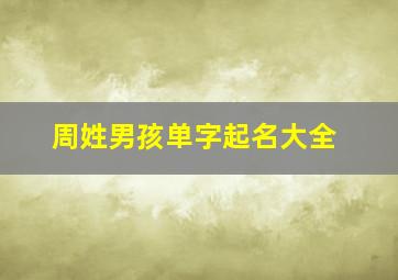 周姓男孩单字起名大全,周姓男孩单名一个字