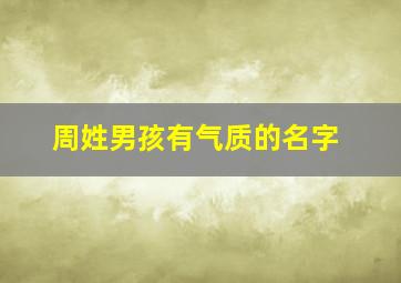 周姓男孩有气质的名字,周姓男孩有气质的名字两个字