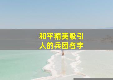 和平精英吸引人的兵团名字,适合和平精英兵团的名字