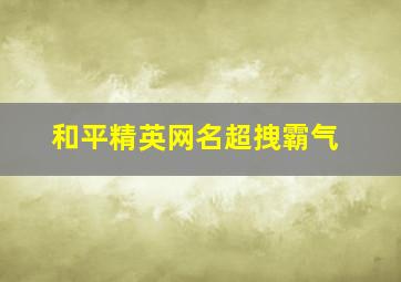 和平精英网名超拽霸气,和平精英名字大全霸气燃爆了的和平精英游戏名字