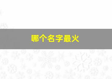 哪个名字最火,名字2024最火爆