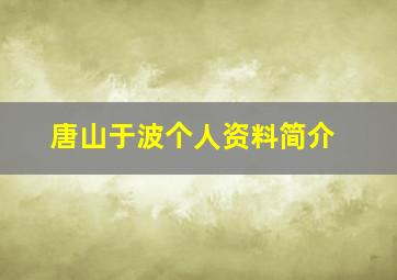 唐山于波个人资料简介,秦时明月演刘季的是谁