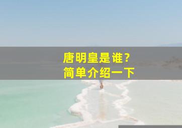 唐明皇是谁？简单介绍一下