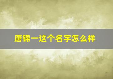 唐锦一这个名字怎么样,唐锦阳这个名字好吗?