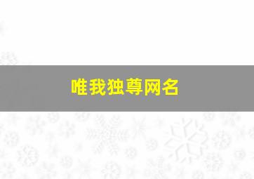 唯我独尊网名,唯我独尊网名好不好?