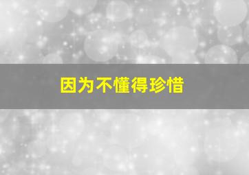 因为不懂得珍惜,因为不懂得珍惜的成语