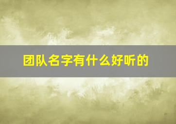 团队名字有什么好听的,团队名字?