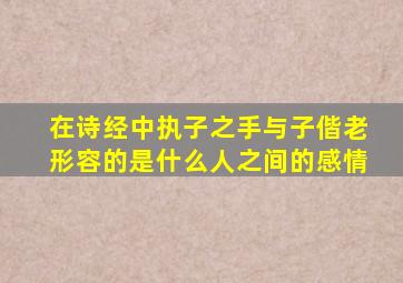 在诗经中执子之手与子偕老形容的是什么人之间的感情,执子之手