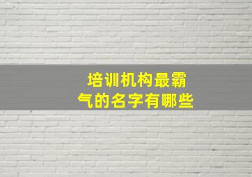 培训机构最霸气的名字有哪些,想开个家教辅导班