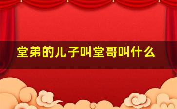 堂弟的儿子叫堂哥叫什么,堂弟的儿子称呼我什么