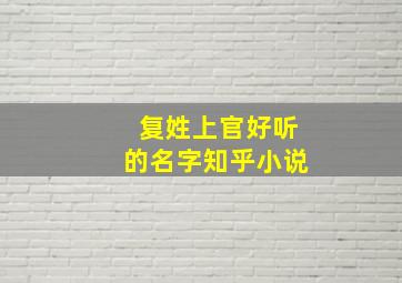 复姓上官好听的名字知乎小说,复姓上官好听的名字男