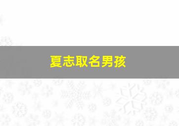 夏志取名男孩,夏字名字男孩名字大全