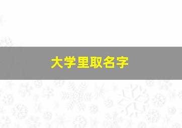 大学里取名字,大学中取名字