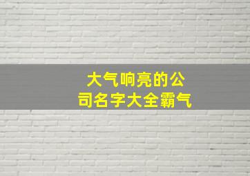 大气响亮的公司名字大全霸气,大气一些的公司名称