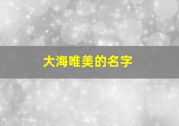 大海唯美的名字,关于大海的网名文艺有内涵