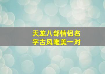 天龙八部情侣名字古风唯美一对,天龙八部古风情侣游戏名