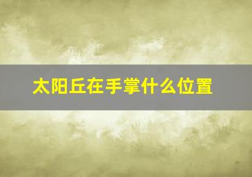 太阳丘在手掌什么位置,太阳丘 手相