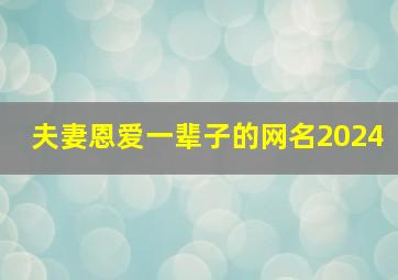 夫妻恩爱一辈子的网名2024,恩爱夫妻的最佳网名