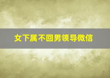 女下属不回男领导微信,女下属和男领导开始是正常的相处