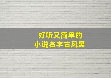 好听又简单的小说名字古风男,好听又简单的小说名字古风男生