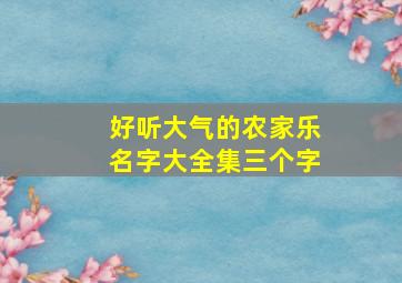 好听大气的农家乐名字大全集三个字,农家乐名字大全推荐三个字