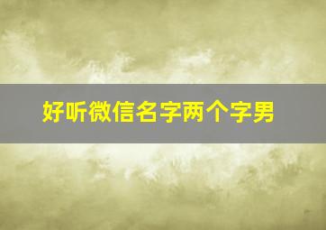 好听微信名字两个字男,好听的微信名两个字男