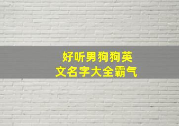 好听男狗狗英文名字大全霸气,好听的男狗狗英文名