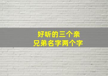 好听的三个亲兄弟名字两个字,兄弟网名3人两个字