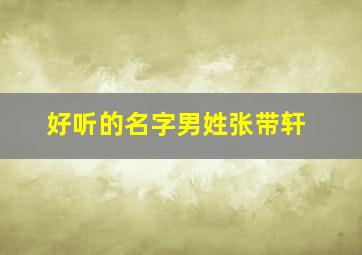 好听的名字男姓张带轩,好听的名字男姓张带轩的网名